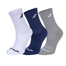 Babolat Sports Socks Crew Classic white/dark blue/grey - 3 pairs